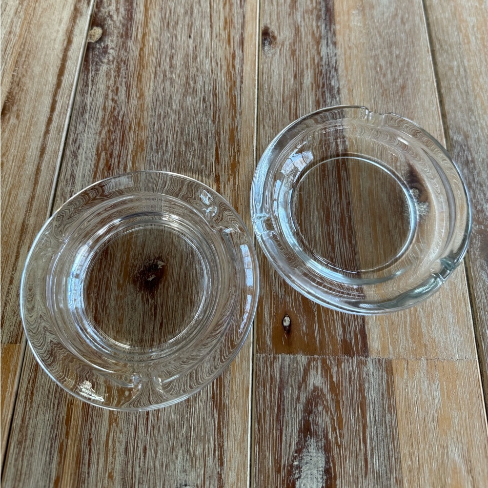 Vintage Glass Ashtrays Set of Two